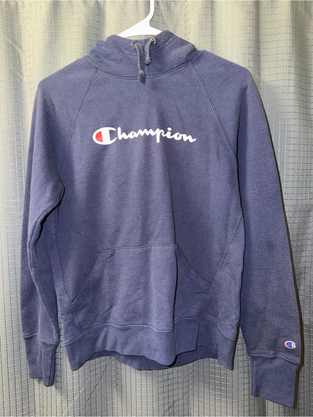 Champion Women’s Navy Blue Hoodie with Script Logo